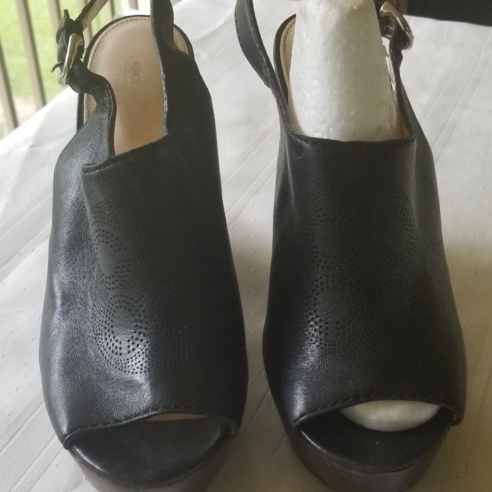 *PRE LOVED* Coach Black Jade Wood Wedges